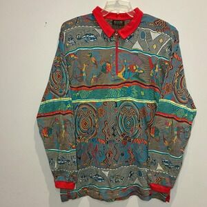90's COOGI Australia 3D Knit Half Zip Pullover Long Sleeve Polo One Size Retro